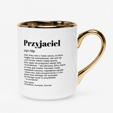 Kubek bia�o-z�oty DEFINICJA prezent dla przyjaciela prezent dla kolegi prezent dla kumpla