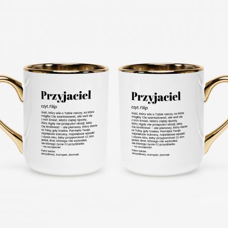 Kubek bia�o-z�oty DEFINICJA prezent dla przyjaciela prezent dla kolegi prezent dla kumpla