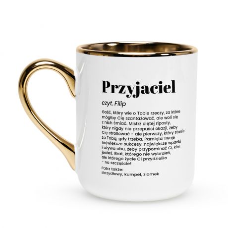 Kubek bia�o-z�oty DEFINICJA prezent dla przyjaciela prezent dla kolegi prezent dla kumpla