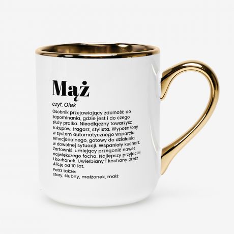 Kubek bia�o-z�oty DEFINICJA prezent dla m�a na urodziny prezent dla m�a na rocznic�