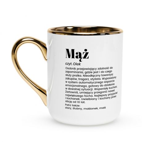 Kubek bia�o-z�oty DEFINICJA prezent dla m�a na urodziny prezent dla m�a na rocznic�