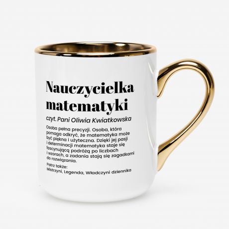 Kubek bia�o-z�oty DEFINICJA prezent dla nauczycielki matematyki kubek dla nauczyciela