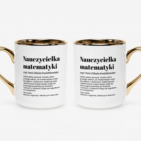 Kubek bia�o-z�oty DEFINICJA prezent dla nauczycielki matematyki kubek dla nauczyciela