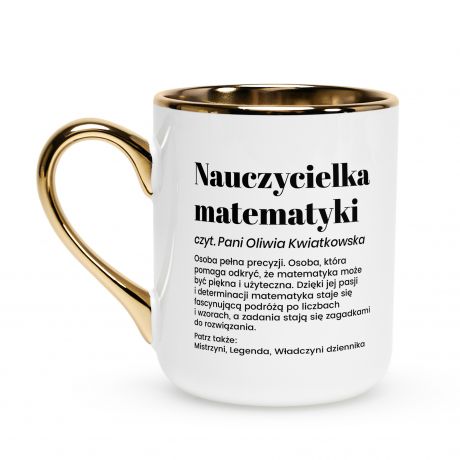 Kubek bia�o-z�oty DEFINICJA prezent dla nauczycielki matematyki kubek dla nauczyciela