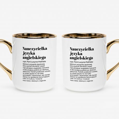 Kubek bia�o-z�oty DEFINICJA prezent dla nauczycielki angielskiego kubek dla nauczyciela prezent na Dzie� Nauczyciela