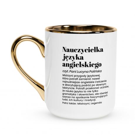 Kubek bia�o-z�oty DEFINICJA prezent dla nauczycielki angielskiego kubek dla nauczyciela prezent na Dzie� Nauczyciela