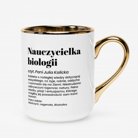 Kubek bia�o-z�oty DEFINICJA prezent dla nauczycielki biologii
