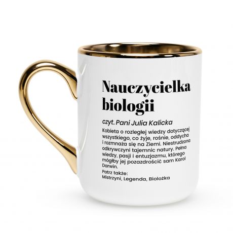 Kubek bia�o-z�oty DEFINICJA prezent dla nauczycielki biologii