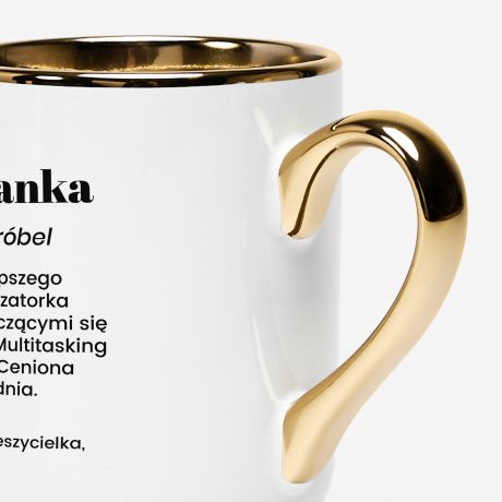 Kubek bia�o-z�oty DEFINICJA prezent dla przedszkolanki kubek dla przedszkolanki prezent na Dzie� Nauczyciela