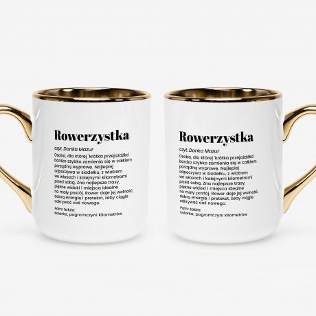 Kubek bia�o-z�oty DEFINICJA prezent dla rowerzystki kubek ze z�otym uchem kubek z nadrukiem