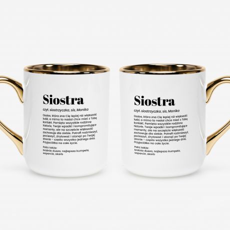 Kubek bia�o-z�oty DEFINICJA prezent dla siostry kubek dla siostry kubek z napisem kubek ze z�otym uchem