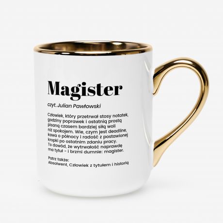 Kubek bia�o-z�oty DLA MAGISTRA definicja kubek dla magistra kubek magistra prezent dla magistra