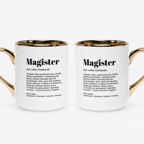 Kubek bia�o-z�oty DLA MAGISTRA definicja kubek dla magistra kubek magistra prezent dla magistra
