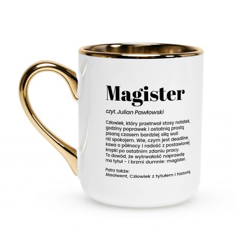 Kubek bia�o-z�oty DLA MAGISTRA definicja kubek dla magistra kubek magistra prezent dla magistra