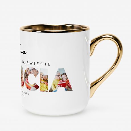 Kubek biao-zoty ze zdjciami PREZENT DLA BABCI