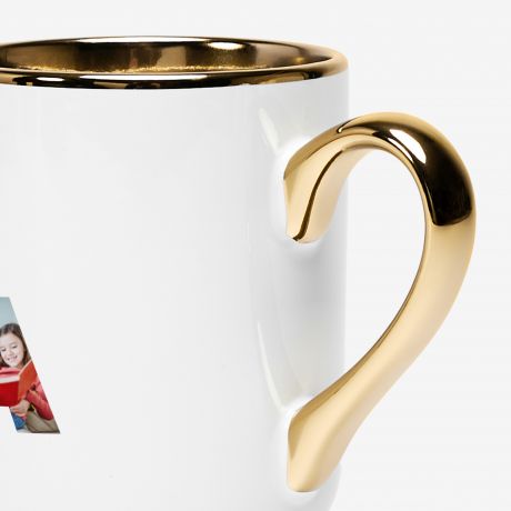 Kubek biao-zoty ze zdjciami PREZENT DLA BABCI