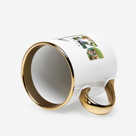 Kubek biao-zoty ze zdjciami PREZENT DLA DZIADKA