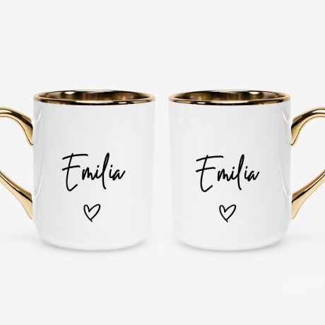 Kubek ceramiczny bia�o-z�oty Z IMIENIEM
