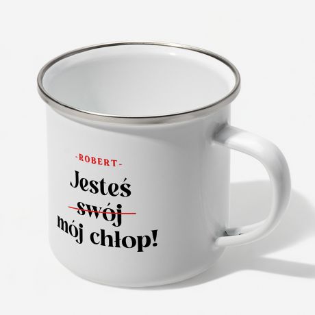 Personalizowany kubek dla chopaka JESTE MJ CHOP prezent dla chopaka kubek na dzie chopaka