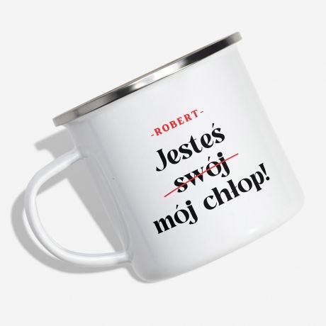 Personalizowany kubek dla chopaka JESTE MJ CHOP prezent dla chopaka kubek na dzie chopaka