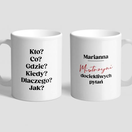 Kubek dla dziennikarza MISTRZ PYTA mieszne prezenty na urodziny prezent dla dziennikarza