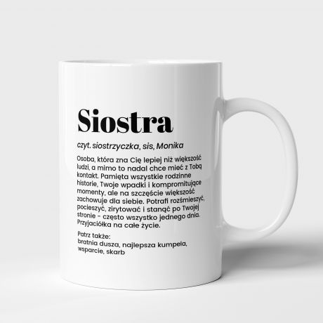 Personalizowany kubek dla siostry DEFINICJA prezent dla siostry kubek z napisem