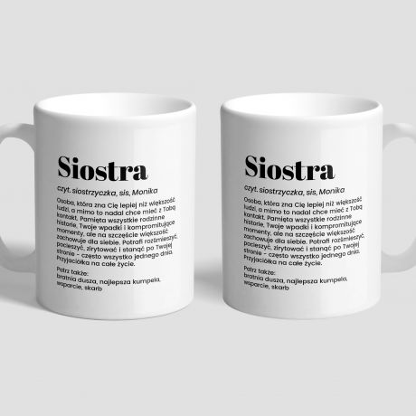 Personalizowany kubek dla siostry DEFINICJA prezent dla siostry kubek z napisem