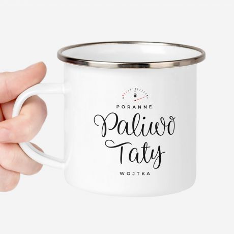Kubek emaliowany dla taty PORANNE PALIWO prezent dla taty