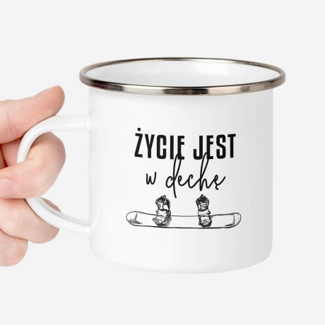 Kubek emaliowany YCIE JEST W DECH prezent dla snowboardzisty