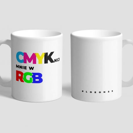Kubek grafika CMYKNIJ MNIE W RGB