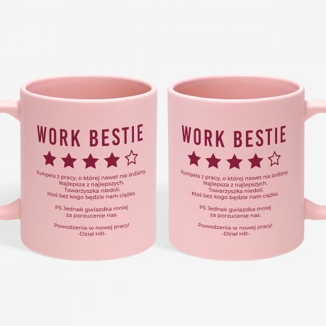 Kubek na odejcie z pracy WORK BESTIE upominek na poegnanie koleanki z pracy prezent dla koleanki z pracy