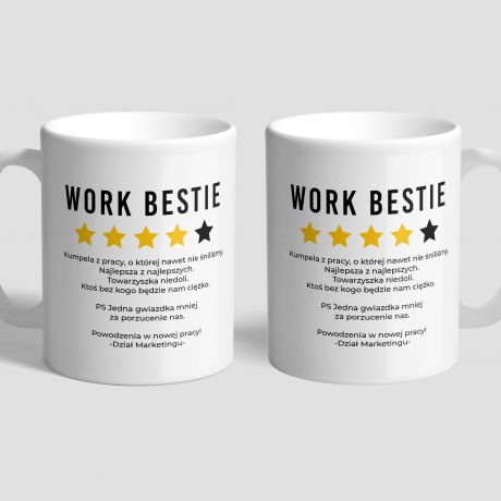 Personalizowany kubek na odejcie z pracy WORK BESTIE