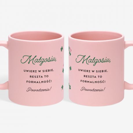 Kubek na szcz�cie PREZENT DLA MATURZYSTKI kubek motywacyjny prezent na matur� kubek z napisem r�owy kubek