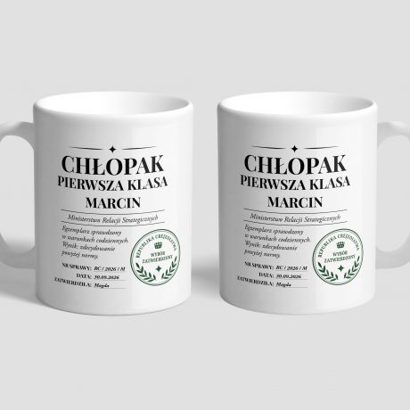 Kubek personalizowany CH�OPAK PIERWSZA KLASA prezent na dzie� ch�opaka