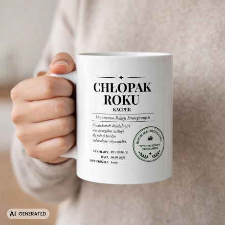 Kubek personalizowany CH�OPAK ROKU upominek dla ch�opaka