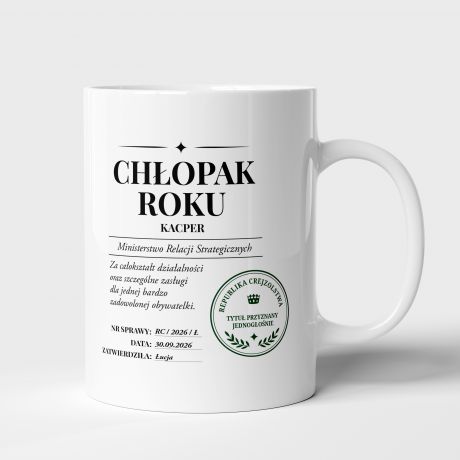 Kubek personalizowany CH�OPAK ROKU upominek dla ch�opaka