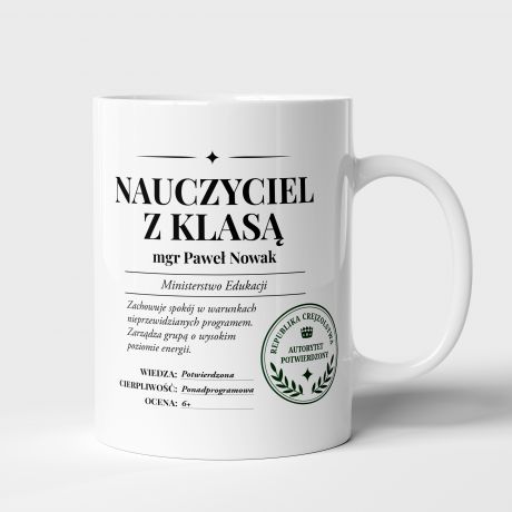 Kubek personalizowany NAUCZYCIEL Z KLAS� prezent dla wychowawcy kubek dla nauczyciela kubek na Dzie� Nauczyciela