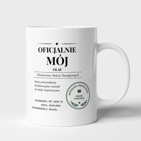 Kubek personalizowany OFICJALNIE M�J prezent na Dzie� Ch�opaka od �ony kubek na dzie� ch�opaka