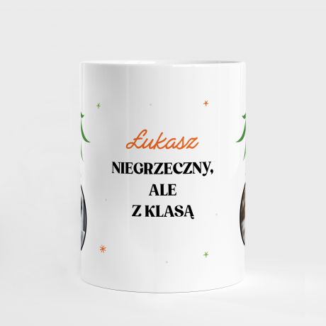 Kubek witeczny ze zdjciem NIEGRZECZNY upominek pod choink dla chopaka upominek dla chopaka upominek na wita