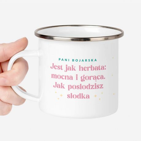 Kubek ze miesznym napisem JEST SODKA upominek dla nauczycielki