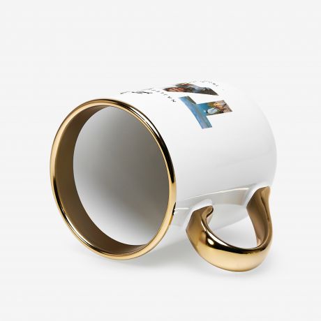 Kubek biao-zoty ze zdjciami PREZENT DLA TATY