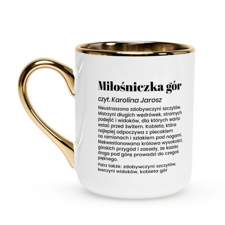 Kubek ze z�otym uchem i rantem DEFINICJA prezent dla mi�o�niczki g�r  prezent dla podr�niczki