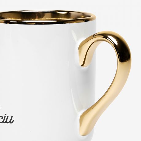 Kubek ceramiczny ze zotym uchem i rantem PREZENT DLA PRABABCI