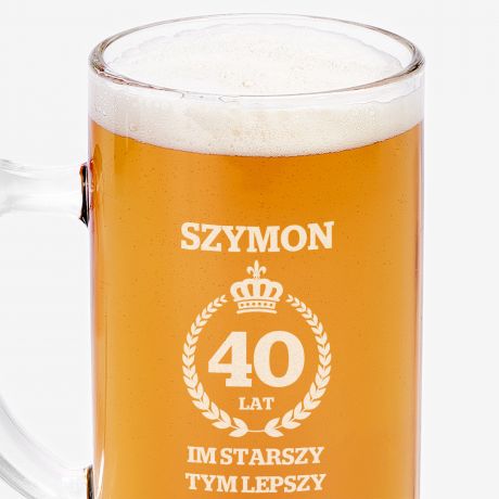 Kufel do piwa na 40 urodziny IM STARSZY TYM LEPSZY