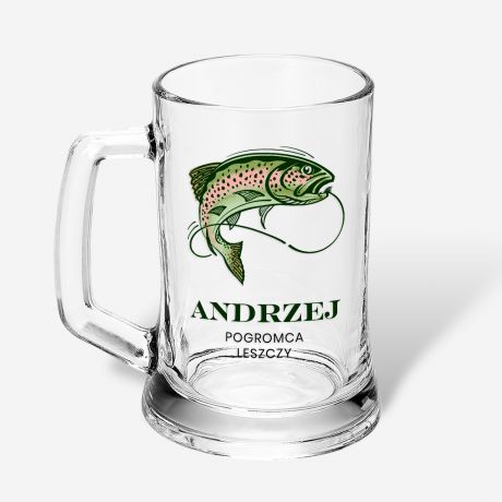 Kufel do piwa POGROMCA LESZCZY prezent dla w�dkarza �mieszny prezent dla w�dkarza  prezent na urodziny dla w�dkarza