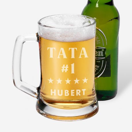 Grawerowany kufel do piwa TATA NUMER 1 prezent dla taty prezent na Dzie� Taty kufel do piwa dla taty