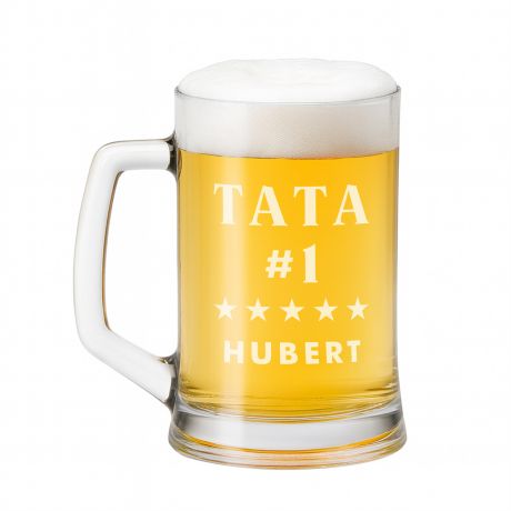 Grawerowany kufel do piwa TATA NUMER 1 prezent dla taty prezent na Dzie� Taty kufel do piwa dla taty