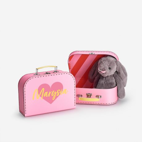 Personalizowany kuferek dla dziewczynki Z SERDUSZKIEM prezent dla dziewczynki walizka personalizowana