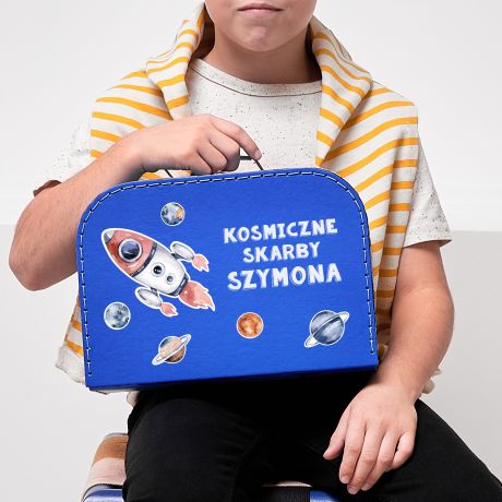 Kuferek personalizowany KOSMOS prezent dla mionika kosmosu prezent dla chopca na urodziny