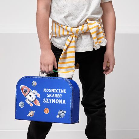 Kuferek personalizowany KOSMOS prezent dla mionika kosmosu prezent dla chopca na urodziny